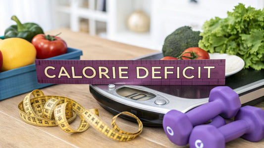 A scale with fruits and veggies and a measuring tape
