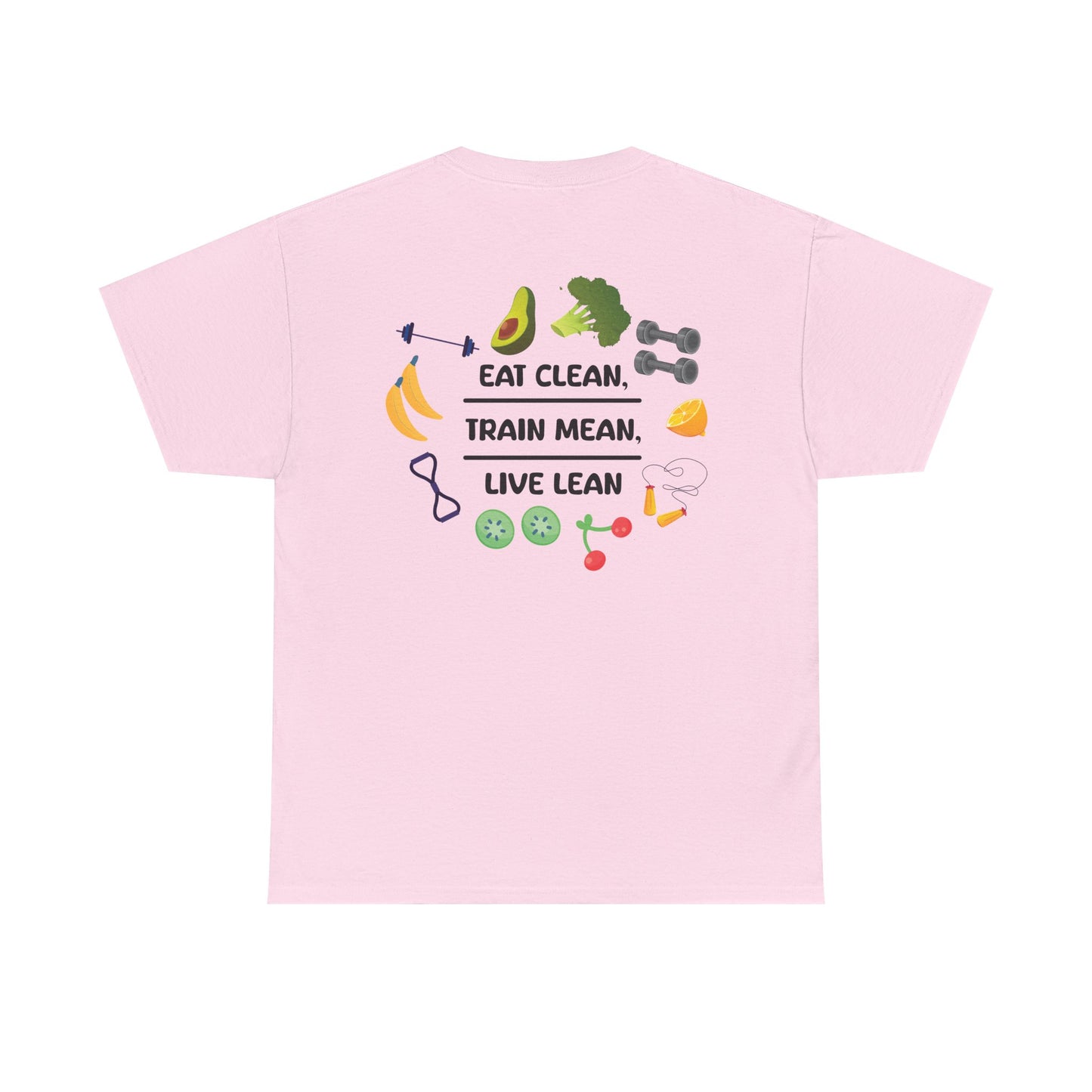 Eat Clean, Train Mean, Live Lean Tshirt | Print on Back | Food, Exercise, Health, Clean Eating, Cotton, Shirt, Fitness, Diet, Comfortable
