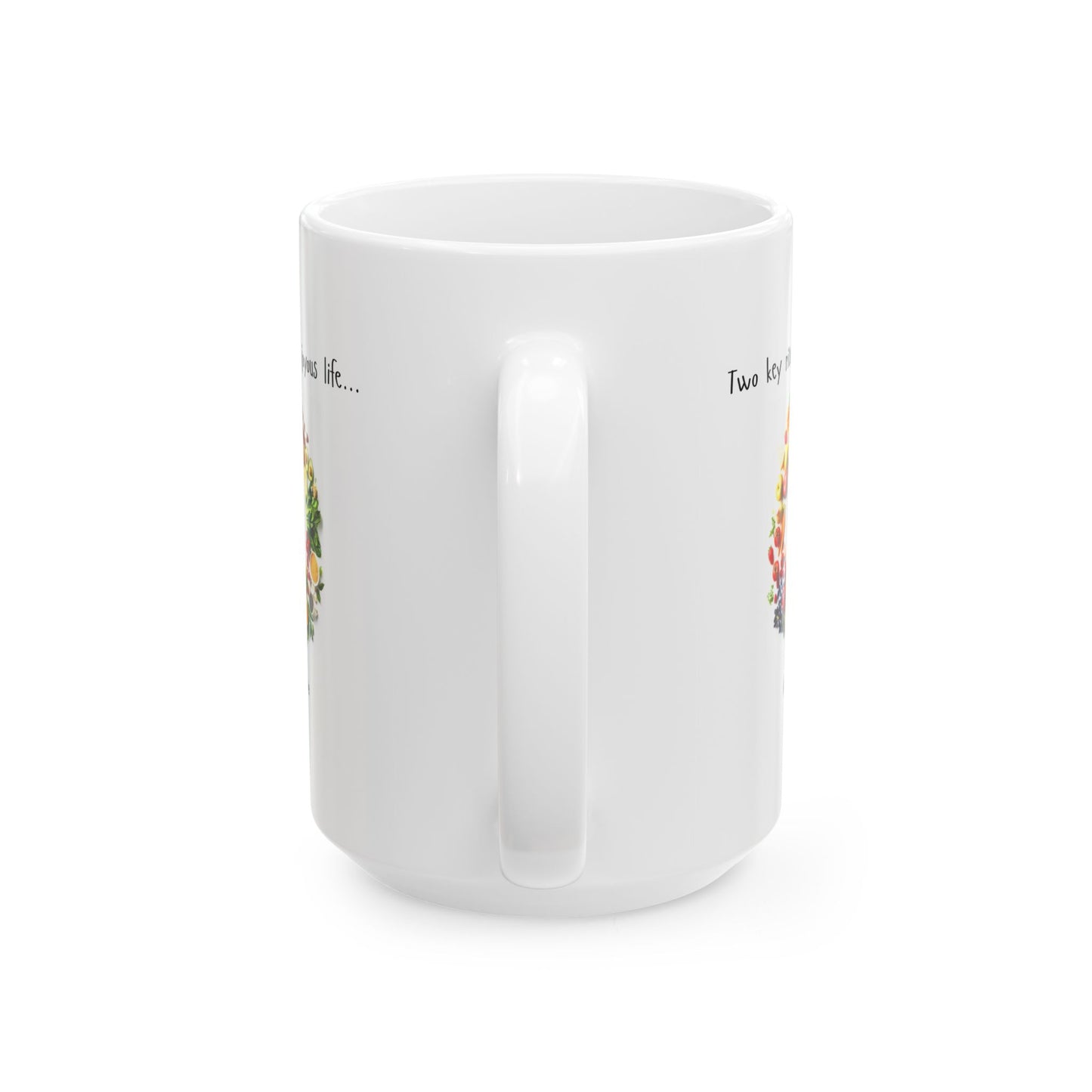 Elegant Coffee Mug - Diet & Exercise Graphic - Inspirational Health Gift - Wellness Mug - Joyous Life Quote - Gym Motivation