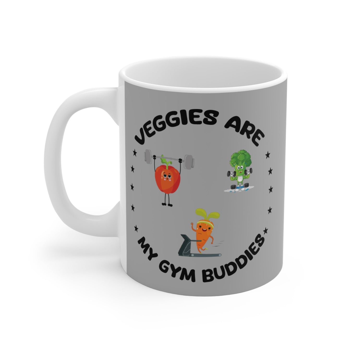 Veggies Are My Gym Buddies | Vegetable theme mug, coffee, healthy diet Printify