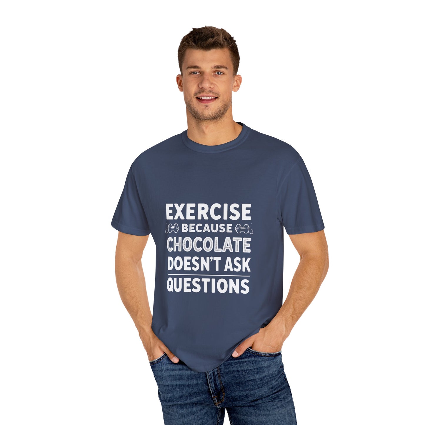 Chocolate Lover's Unisex T-shirt, Comfy Everyday Tee, Gift for Foodies, Cute Chocolate Shirt, Sweet Treat Apparel, Casual Wear - Diet and Exercise