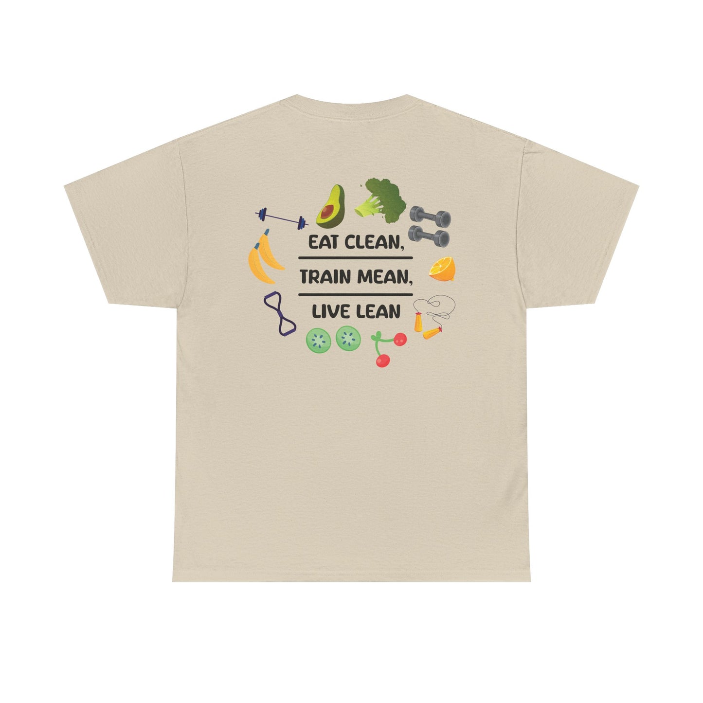 Eat Clean, Train Mean, Live Lean Tshirt | Print on Back | Food, Exercise, Health, Clean Eating, Cotton, Shirt, Fitness, Diet, Comfortable