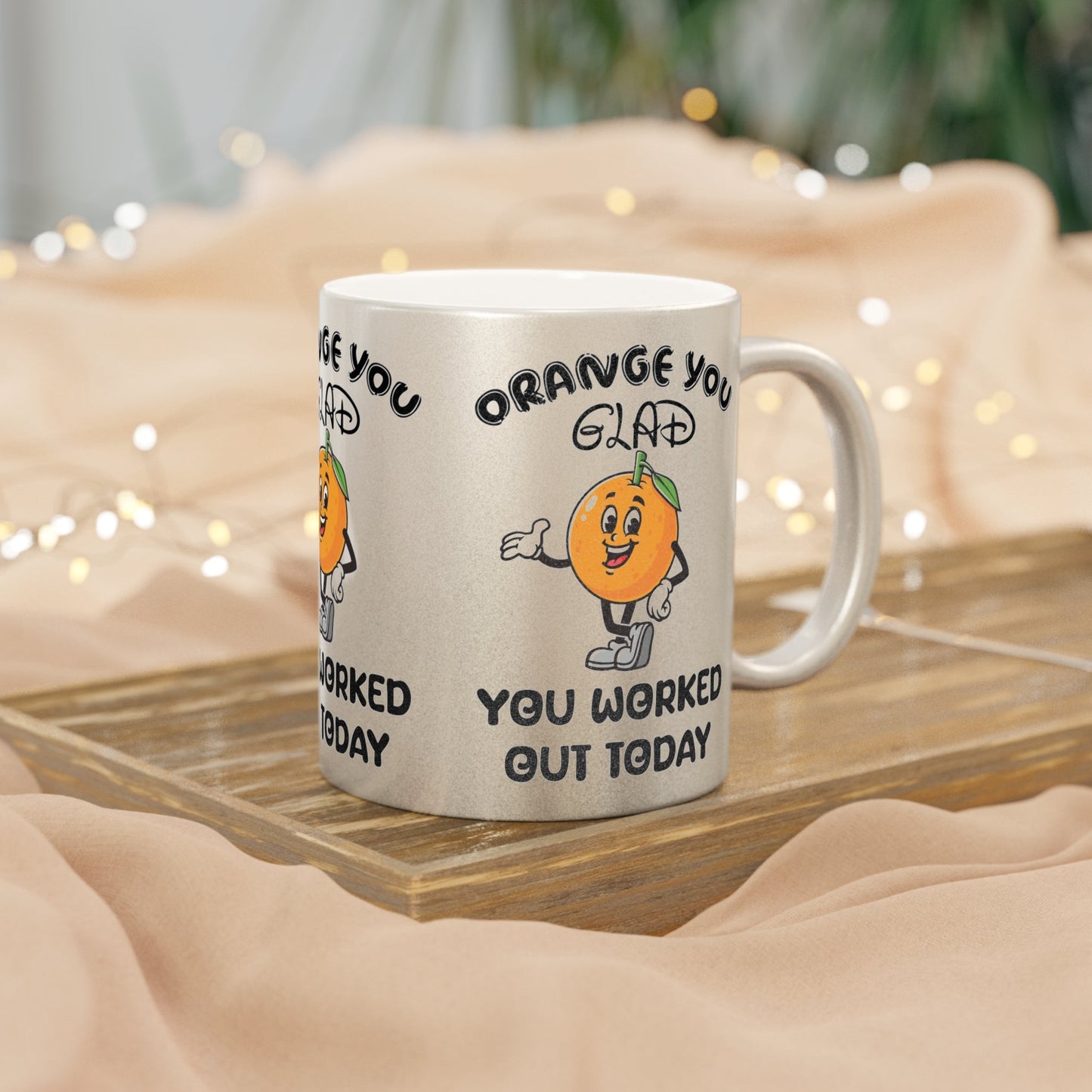 'Orange You Glad You Worked Out Today' Mug | Funny Orange Character Printify