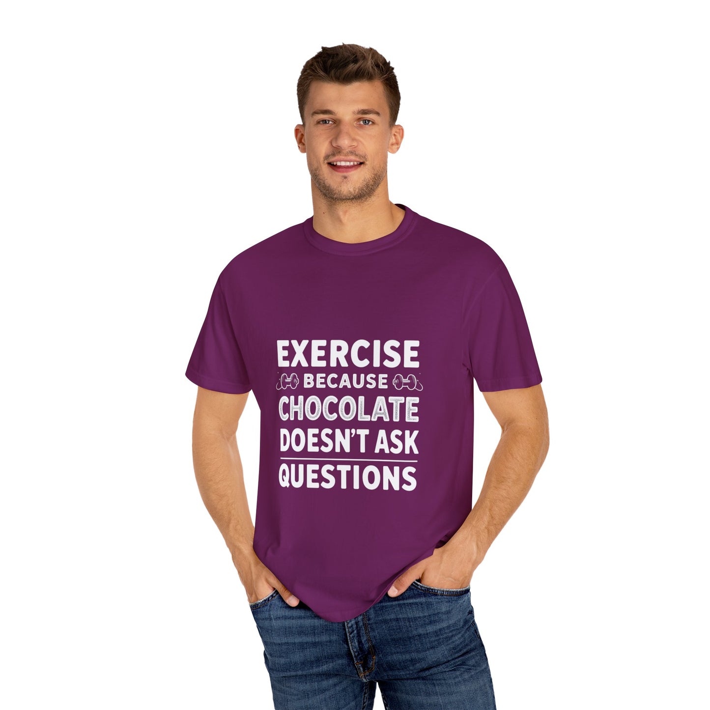 Chocolate Lover's Unisex T-shirt, Comfy Everyday Tee, Gift for Foodies, Cute Chocolate Shirt, Sweet Treat Apparel, Casual Wear - Diet and Exercise