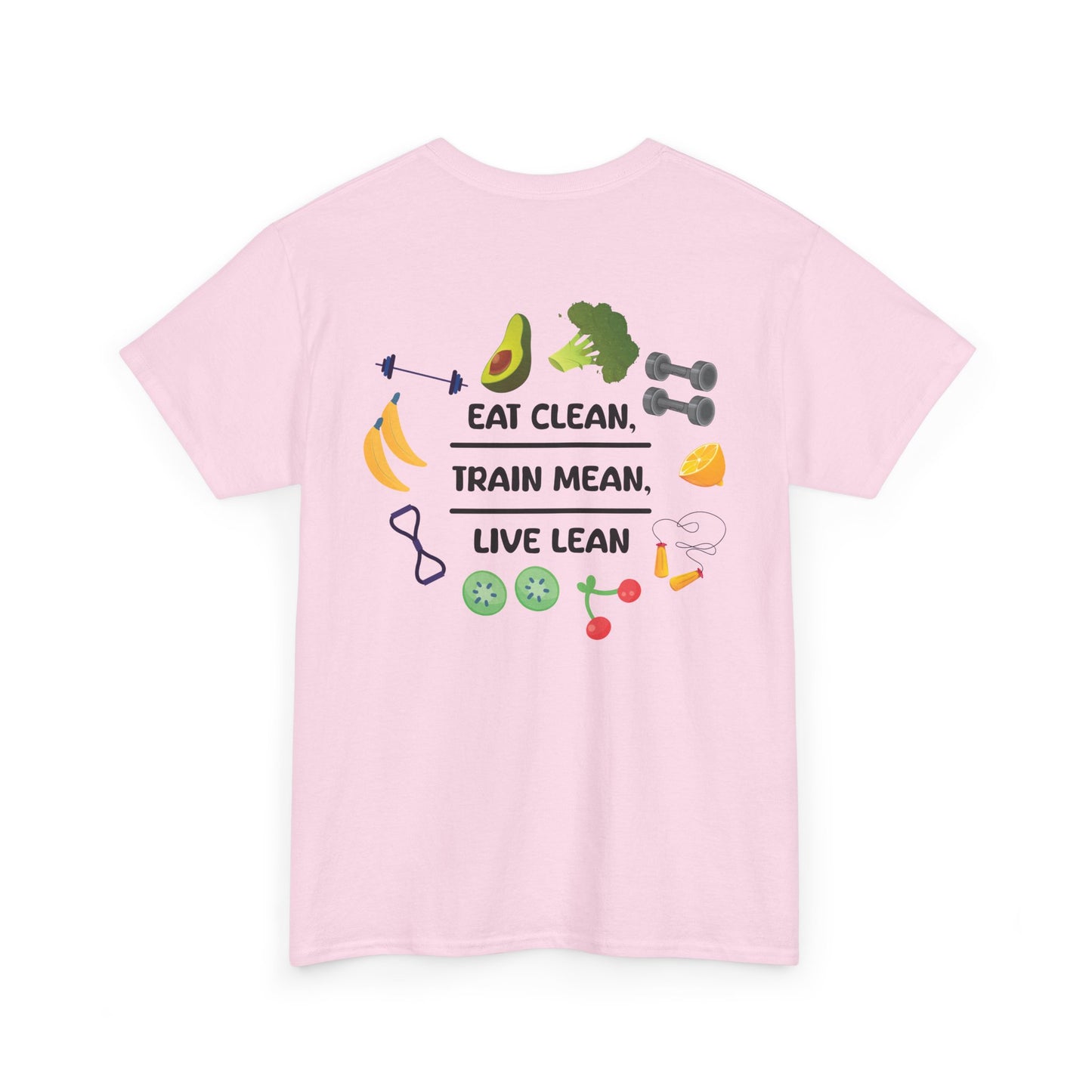 Eat Clean, Train Mean, Live Lean Tshirt | Print on Back | Food, Exercise, Health, Clean Eating, Cotton, Shirt, Fitness, Diet, Comfortable