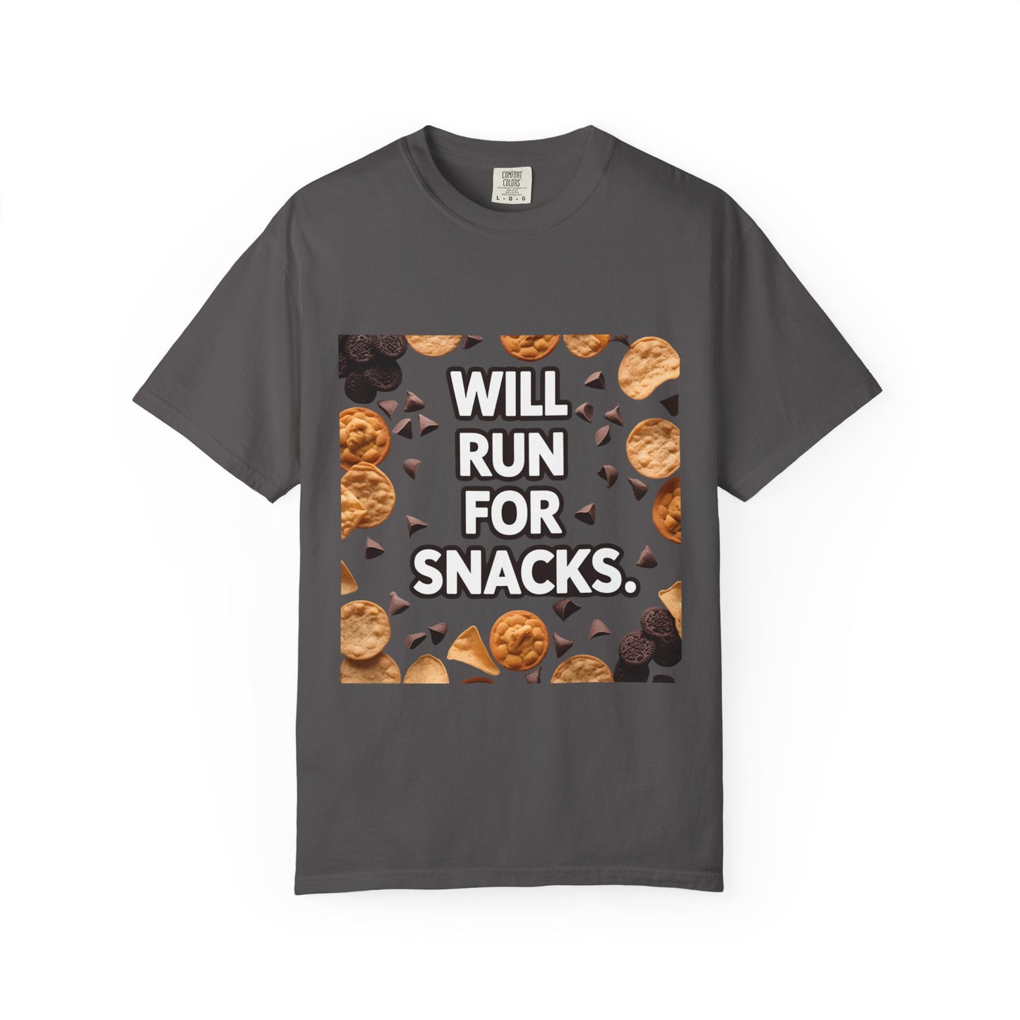 Playful Snack Lover T-Shirt, Will Run For Snacks Tee, Funny Foodie Gift, Quirky Casual Wear, Comfortable Unisex Apparel