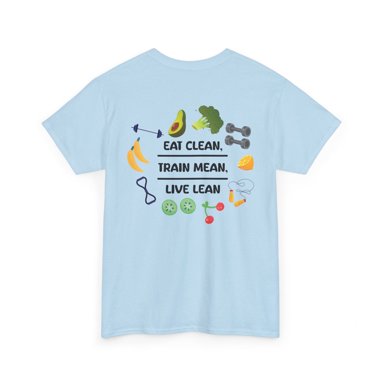 Eat Clean, Train Mean, Live Lean Tshirt | Print on Back | Food, Exercise, Health, Clean Eating, Cotton, Shirt, Fitness, Diet, Comfortable