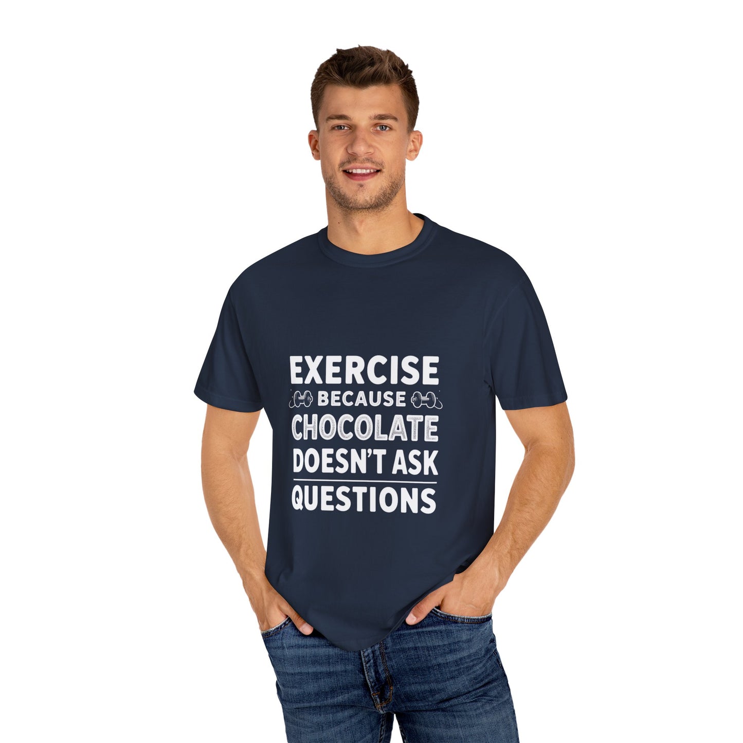 Chocolate Lover's Unisex T-shirt, Comfy Everyday Tee, Gift for Foodies, Cute Chocolate Shirt, Sweet Treat Apparel, Casual Wear - Diet and Exercise