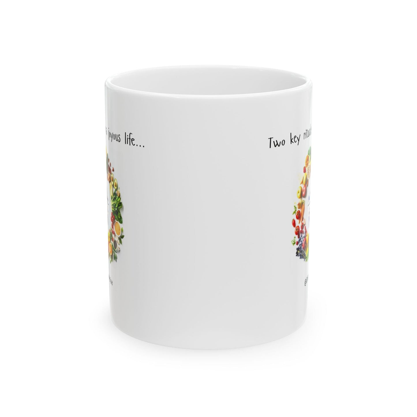 Elegant Coffee Mug - Diet & Exercise Graphic - Inspirational Health Gift - Wellness Mug - Joyous Life Quote - Gym Motivation Printify