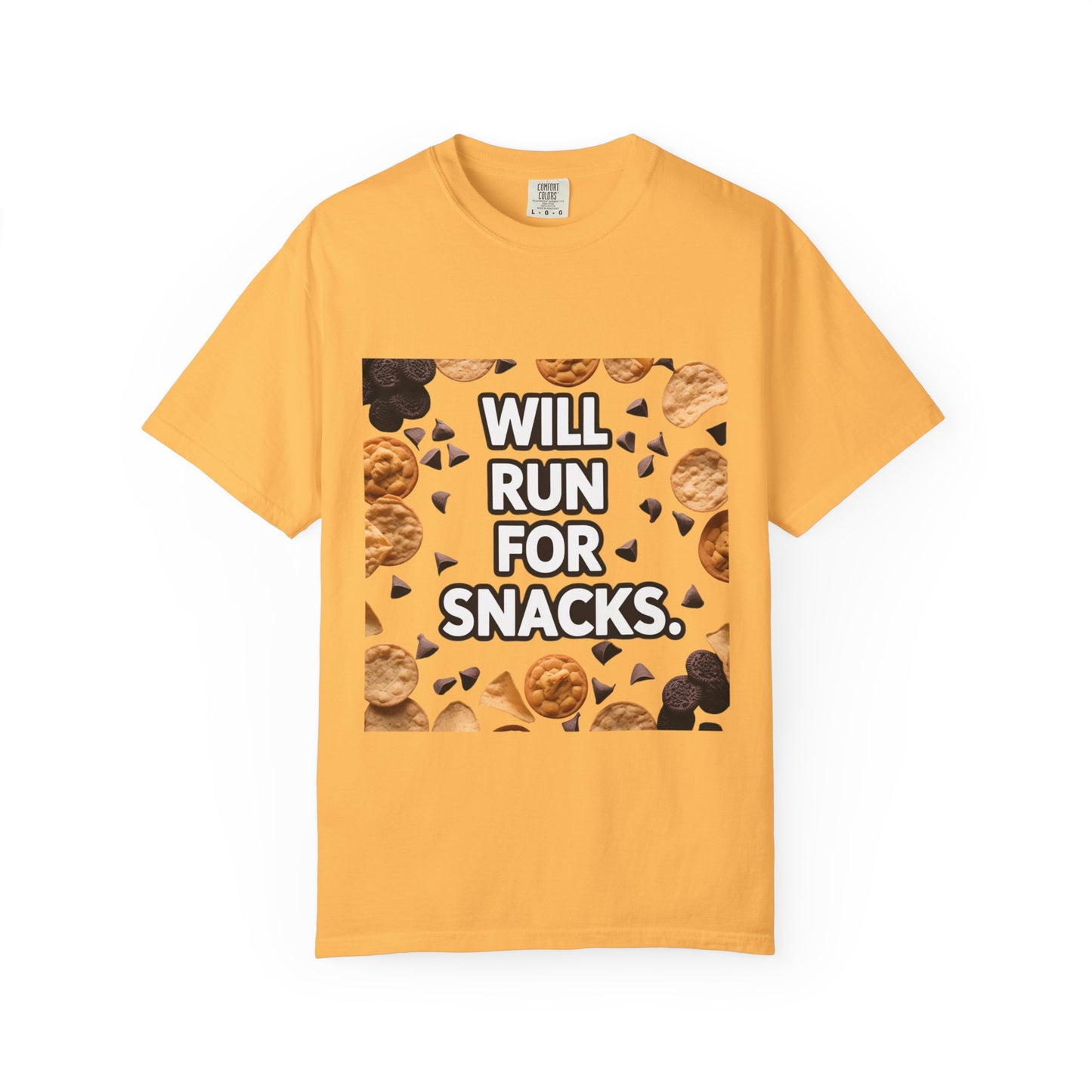 Playful Snack Lover T-Shirt, Will Run For Snacks Tee, Funny Foodie Gift, Quirky Casual Wear, Comfortable Unisex Apparel