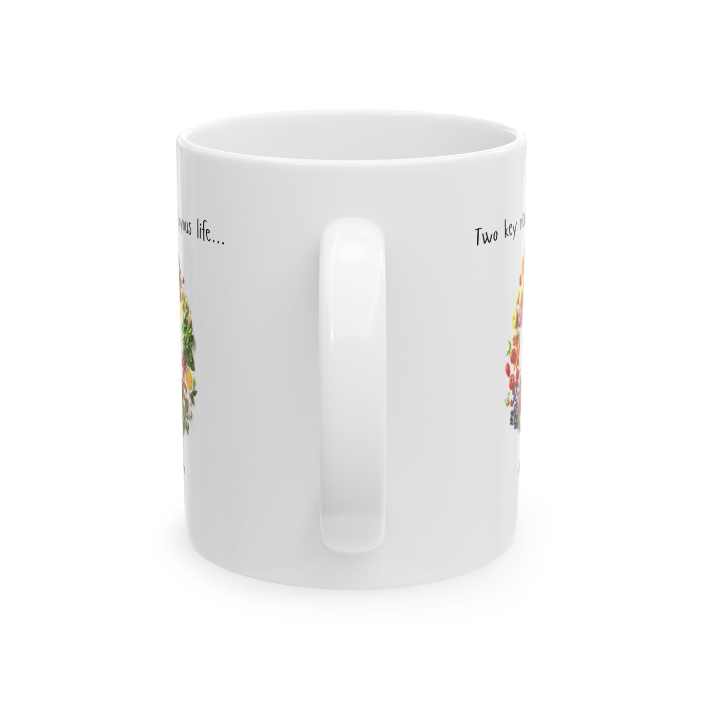 Elegant Coffee Mug - Diet & Exercise Graphic - Inspirational Health Gift - Wellness Mug - Joyous Life Quote - Gym Motivation