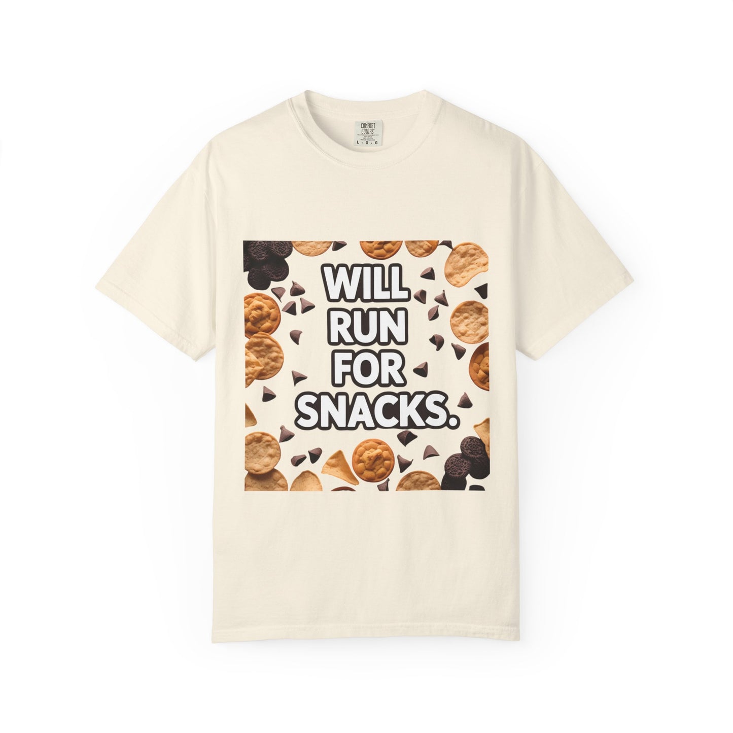 Playful Snack Lover T-Shirt, Will Run For Snacks Tee, Funny Foodie Gift, Quirky Casual Wear, Comfortable Unisex Apparel