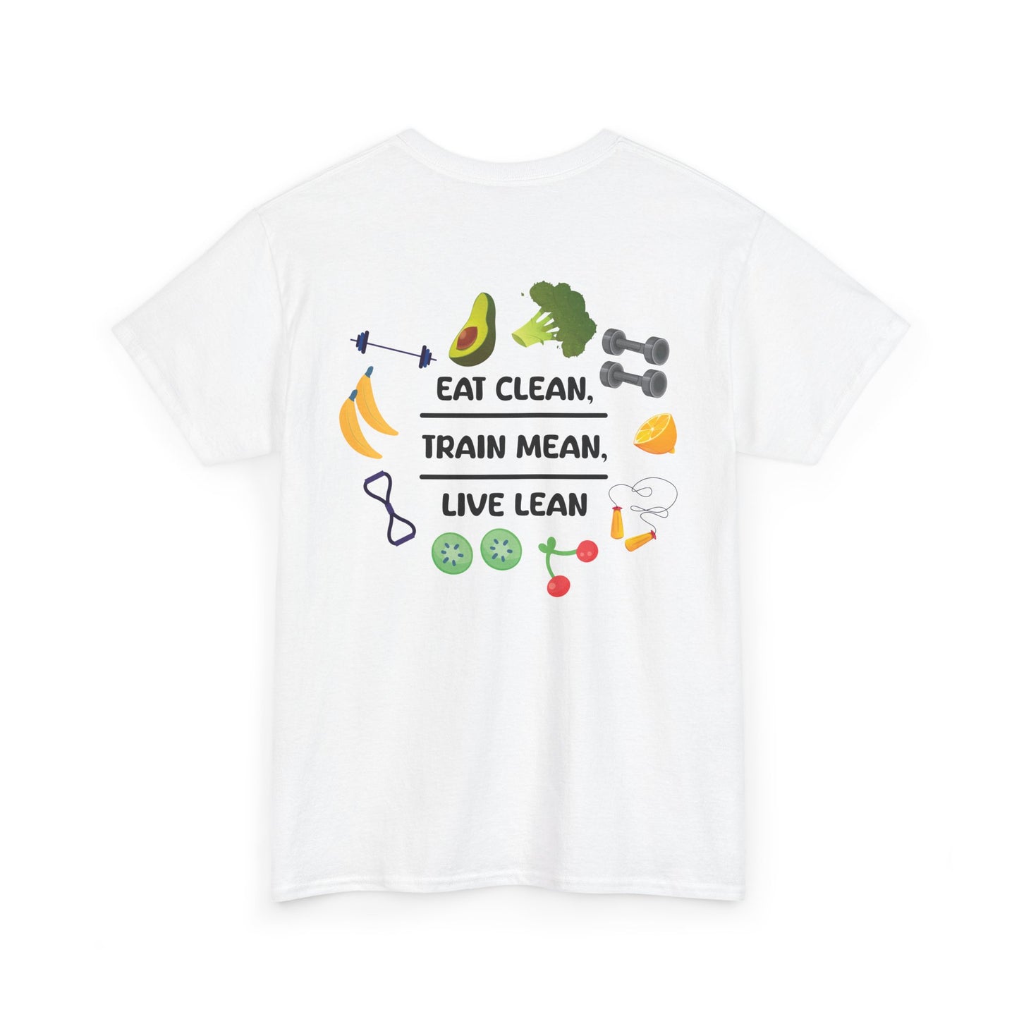 Eat Clean, Train Mean, Live Lean Tshirt | Print on Back | Food, Exercise, Health, Clean Eating, Cotton, Shirt, Fitness, Diet, Comfortable