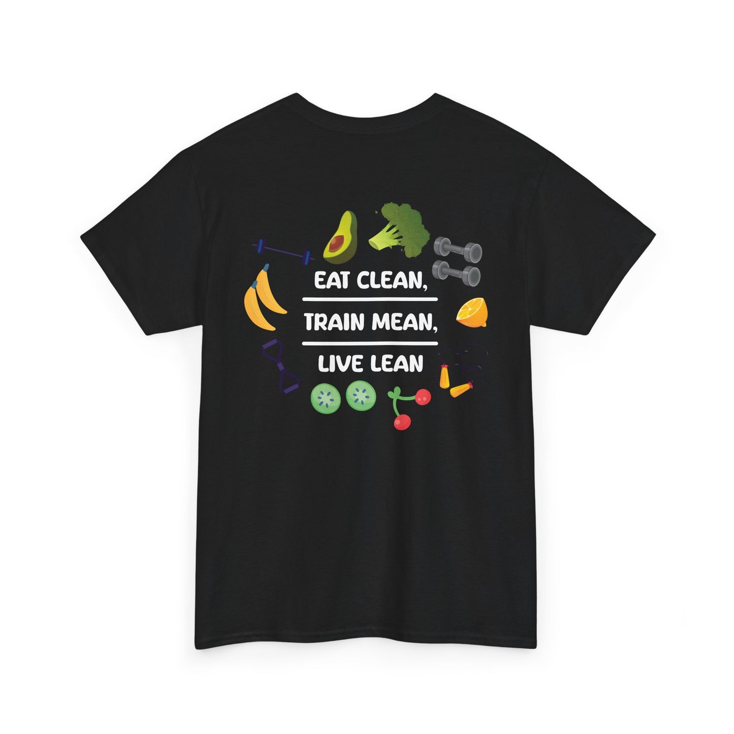 Eat Clean, Train Mean, Live Lean Tshirt | Print on Back | Food, Exercise, Health, Clean Eating, Cotton, Shirt, Fitness, Diet, Comfortable