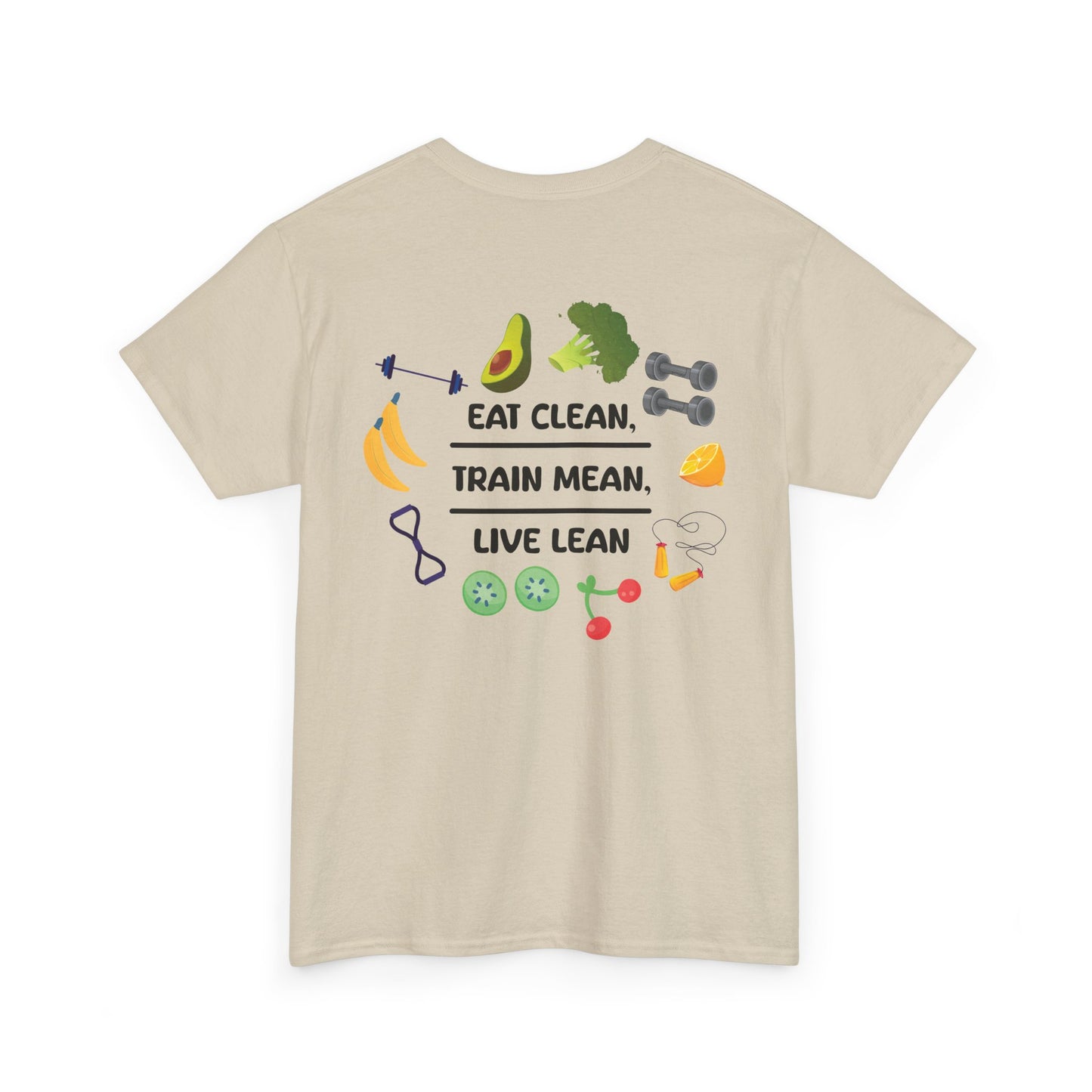 Eat Clean, Train Mean, Live Lean Tshirt | Print on Back | Food, Exercise, Health, Clean Eating, Cotton, Shirt, Fitness, Diet, Comfortable