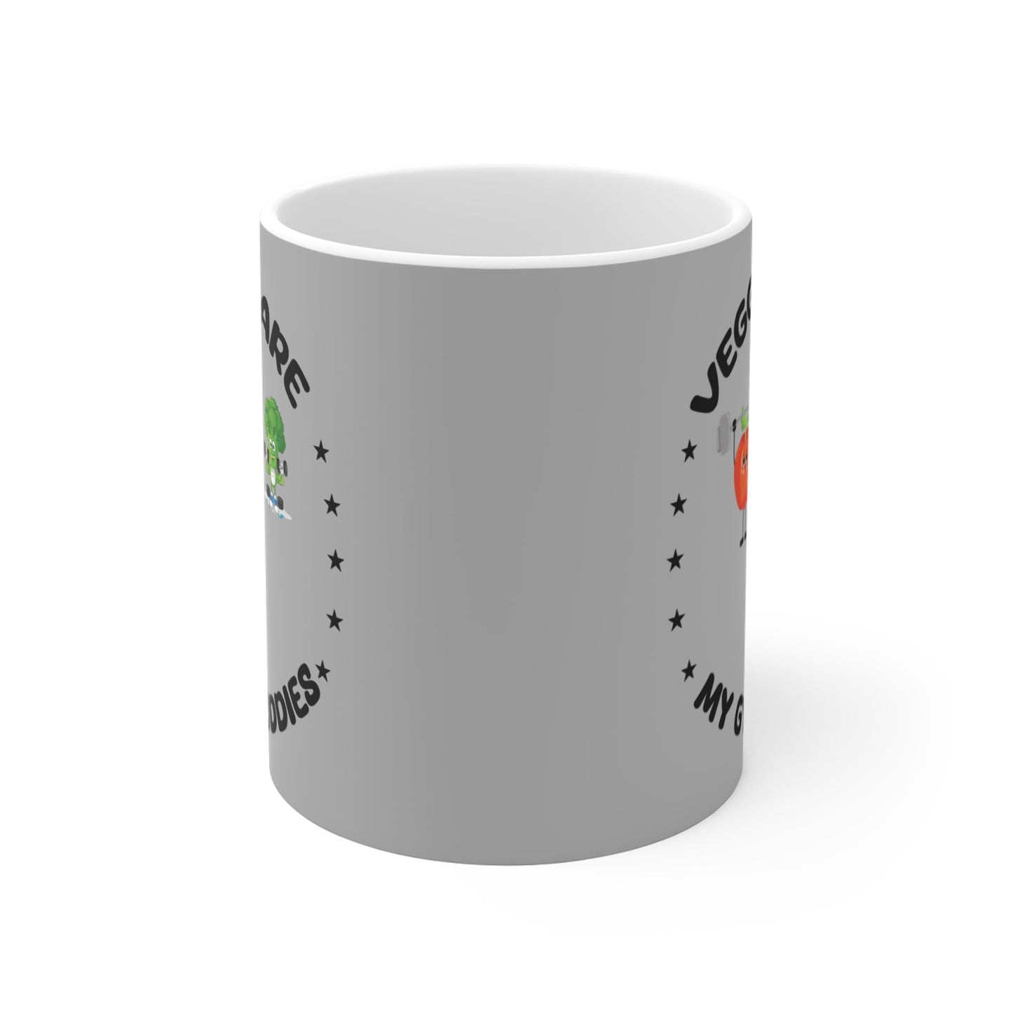 Veggies Are My Gym Buddies | Vegetable theme mug, coffee, healthy diet Printify