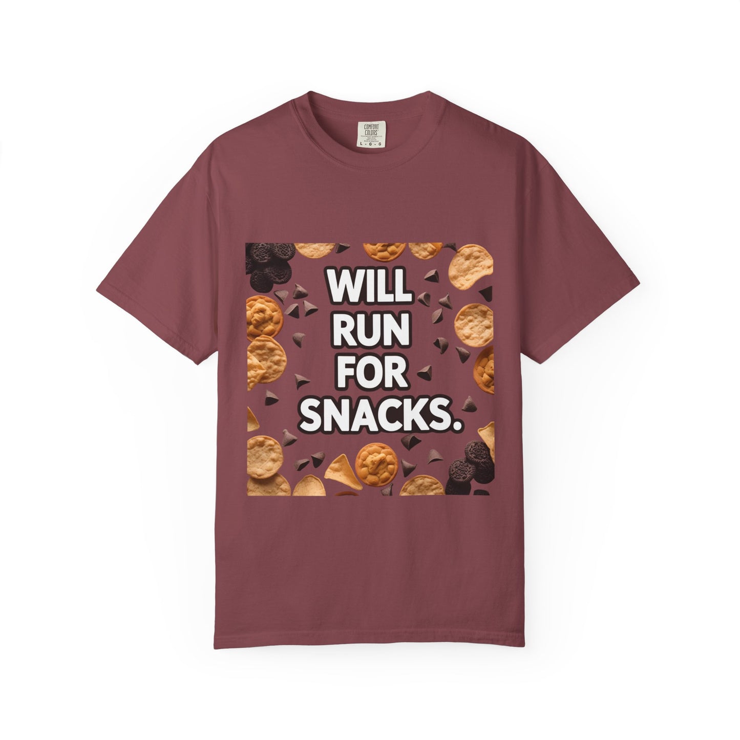 Playful Snack Lover T-Shirt, Will Run For Snacks Tee, Funny Foodie Gift, Quirky Casual Wear, Comfortable Unisex Apparel