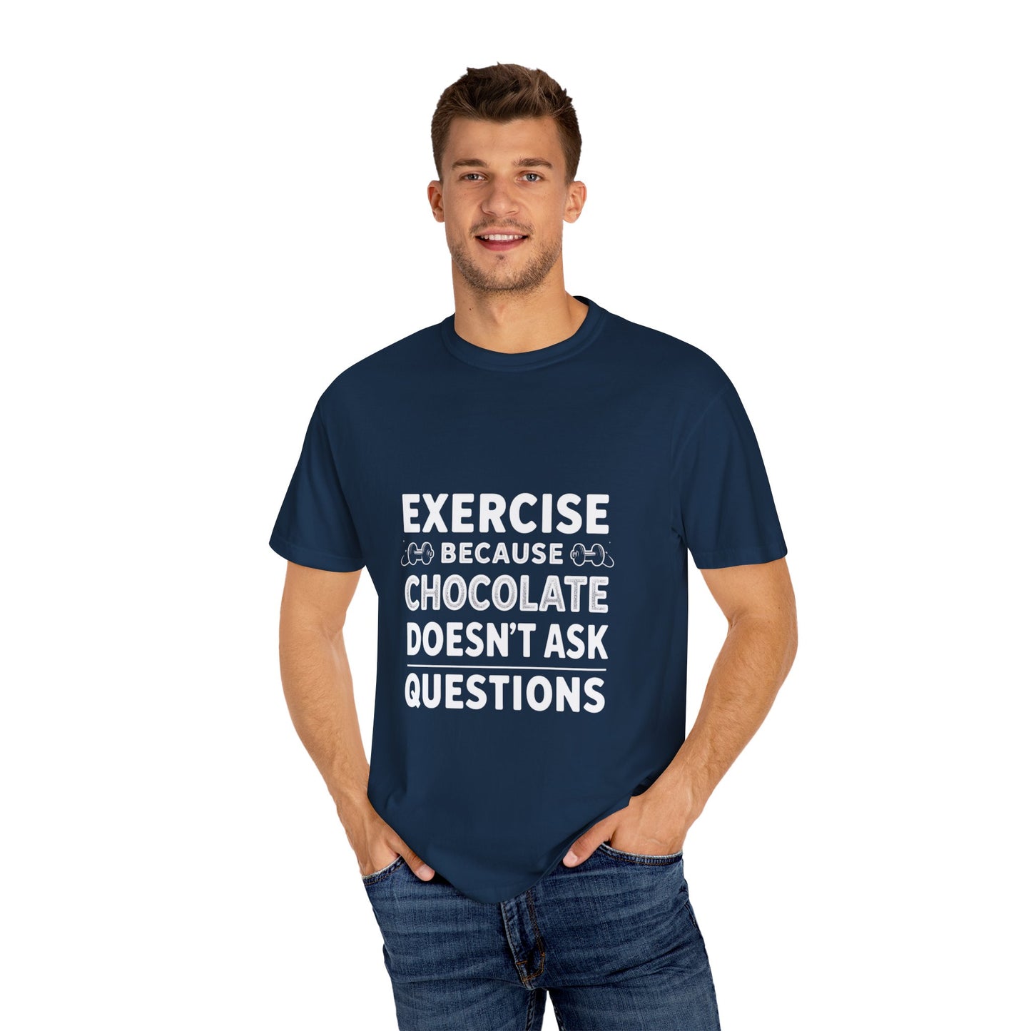 Chocolate Lover's Unisex T-shirt, Comfy Everyday Tee, Gift for Foodies, Cute Chocolate Shirt, Sweet Treat Apparel, Casual Wear - Diet and Exercise