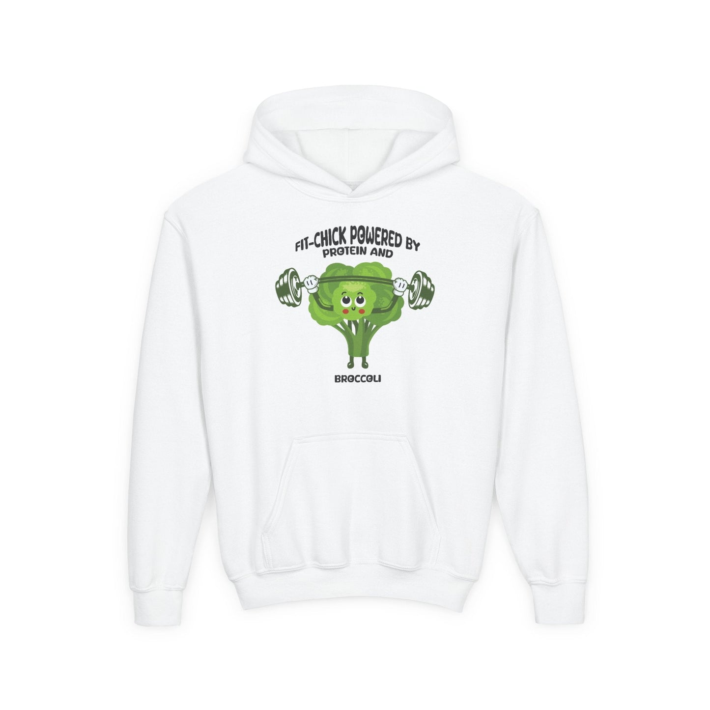FIT-CHICK POWERED BY PROTEIN AND BROCCOLI Hoodies Printify