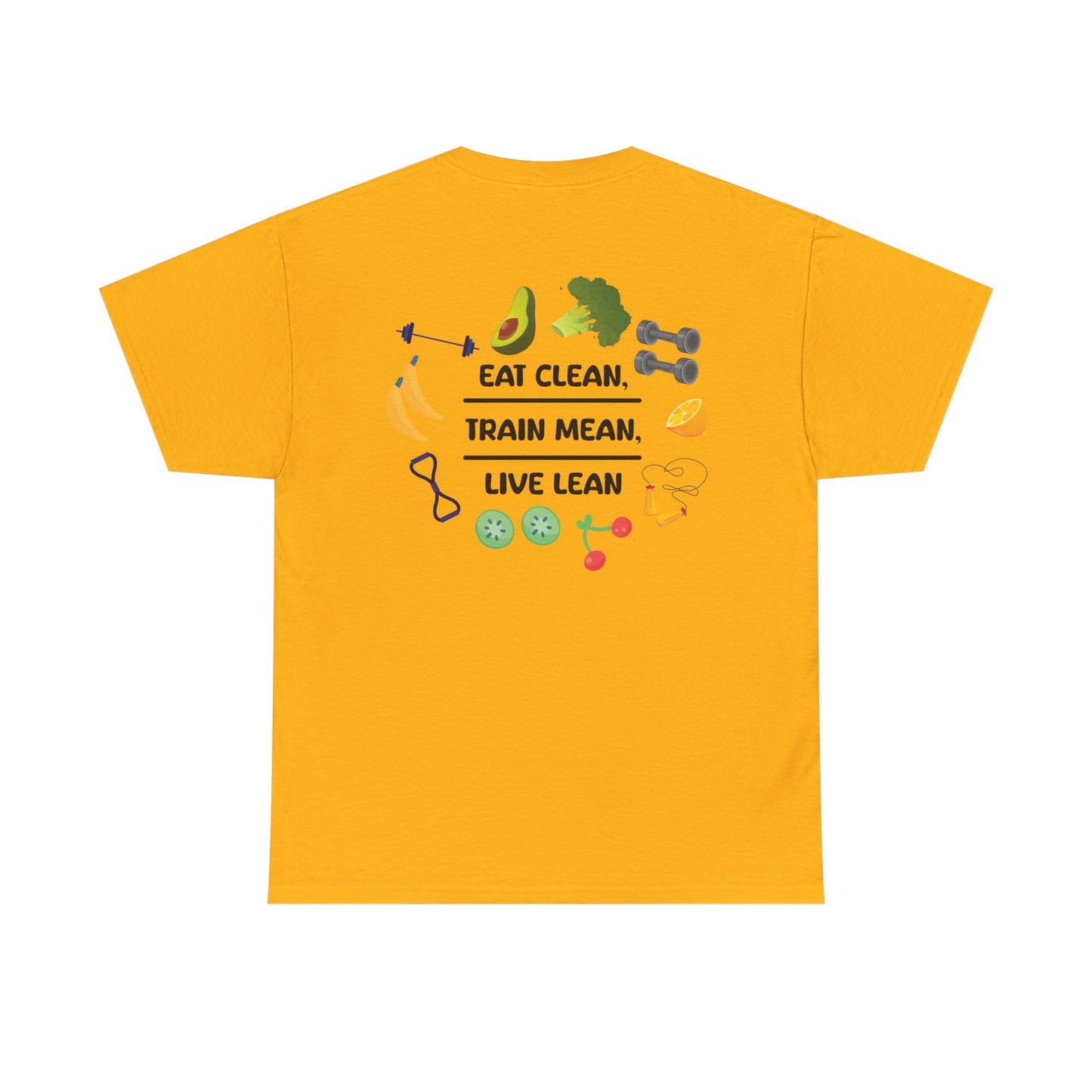 Eat Clean, Train Mean, Live Lean Tshirt | Print on Back | Food, Exercise, Health, Clean Eating, Cotton, Shirt, Fitness, Diet, Comfortable