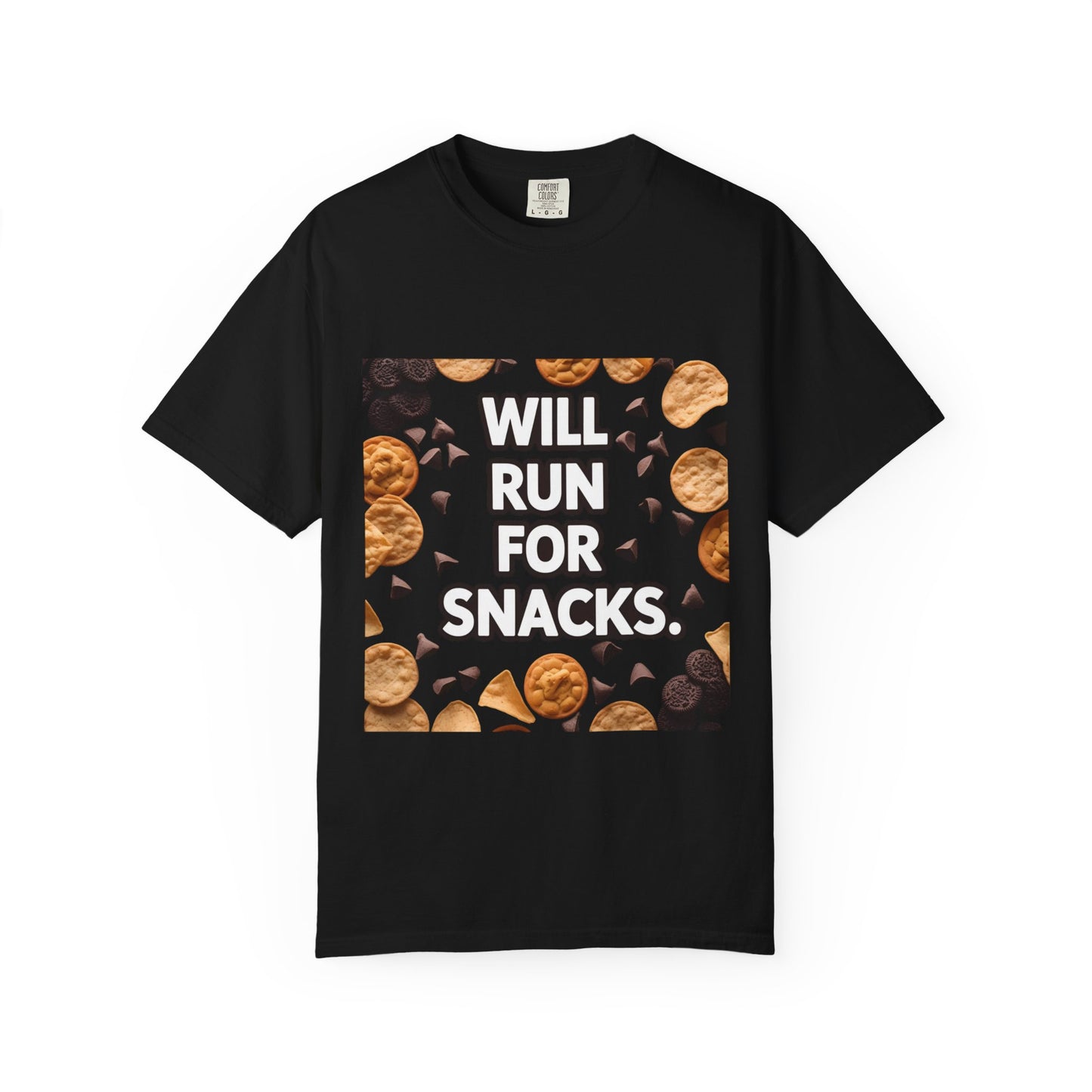 Playful Snack Lover T-Shirt, Will Run For Snacks Tee, Funny Foodie Gift, Quirky Casual Wear, Comfortable Unisex Apparel