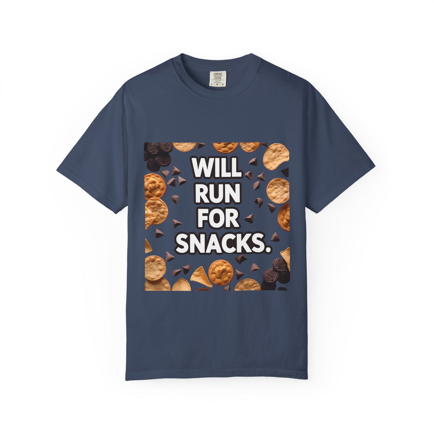 Playful Snack Lover T-Shirt, Will Run For Snacks Tee, Funny Foodie Gift, Quirky Casual Wear, Comfortable Unisex Apparel