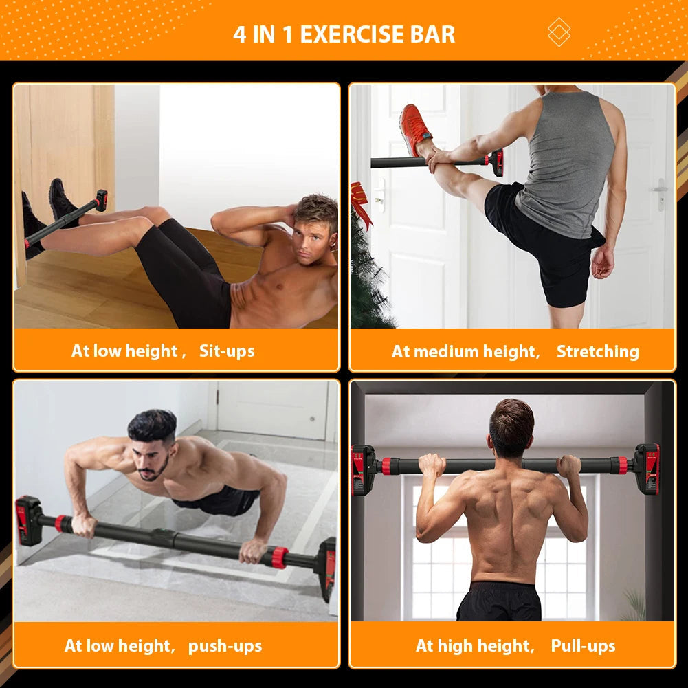 Strength Training Pull-up Bar with Level Gauge, 69-92cm Adjustable Width, 200kg Max Load Capacity, Chin-Up Bar For Doorway Diet and Exercise