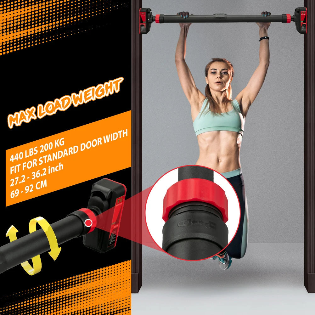 Strength Training Pull-up Bar with Level Gauge, 69-92cm Adjustable Width, 200kg Max Load Capacity, Chin-Up Bar For Doorway Diet and Exercise