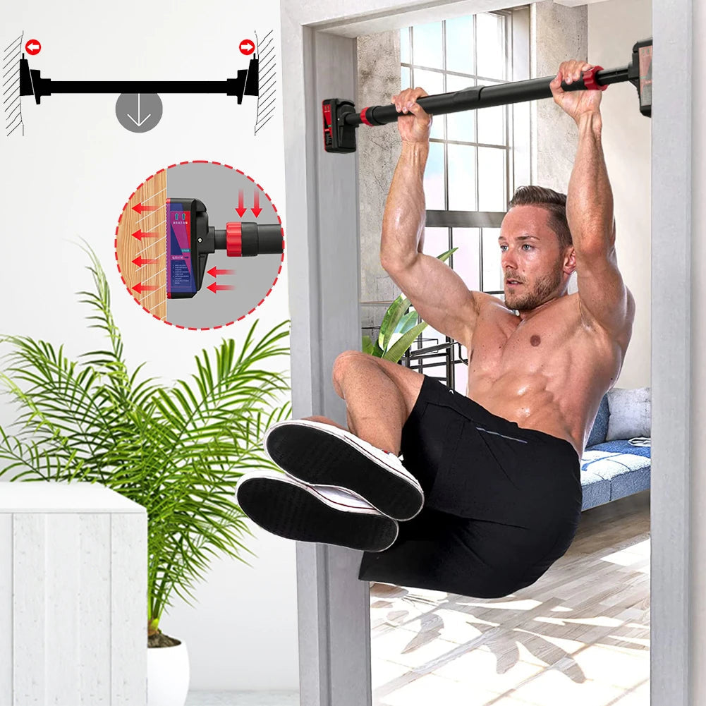 Strength Training Pull-up Bar with Level Gauge, 69-92cm Adjustable Width, 200kg Max Load Capacity, Chin-Up Bar For Doorway Diet and Exercise