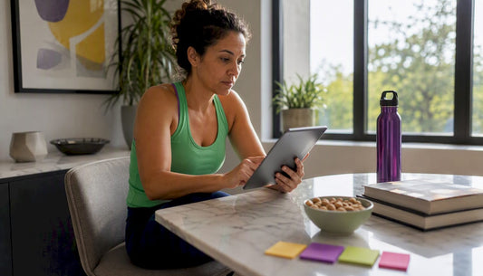 Woman browsing online weight loss programs at home