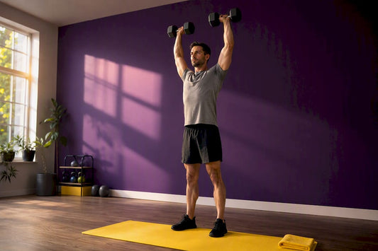 Athlete performing dumbbell overhead press