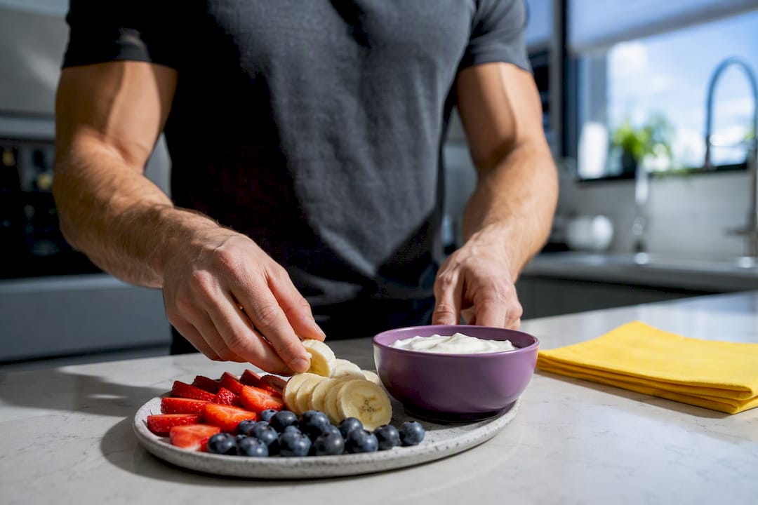 Pre-workout meal with fruit and yogurt