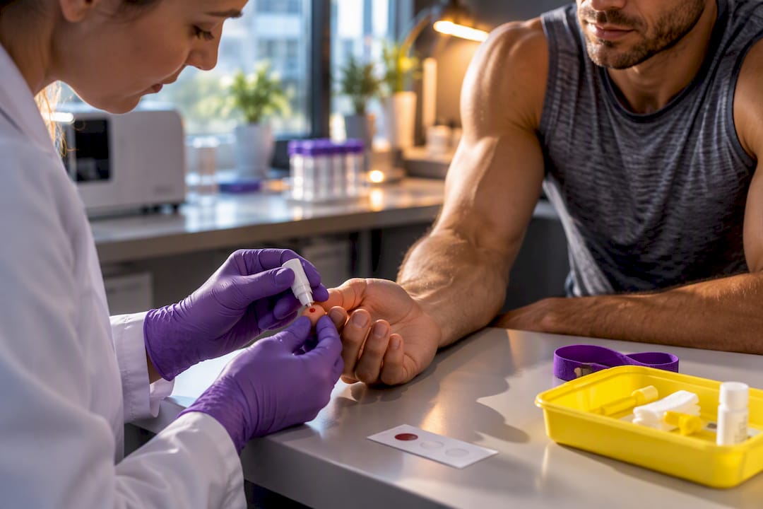 Athlete undergoing omega three index test