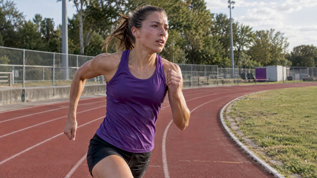 Athlete completing a hard track interval