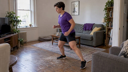 Person doing low-impact side steps at home
