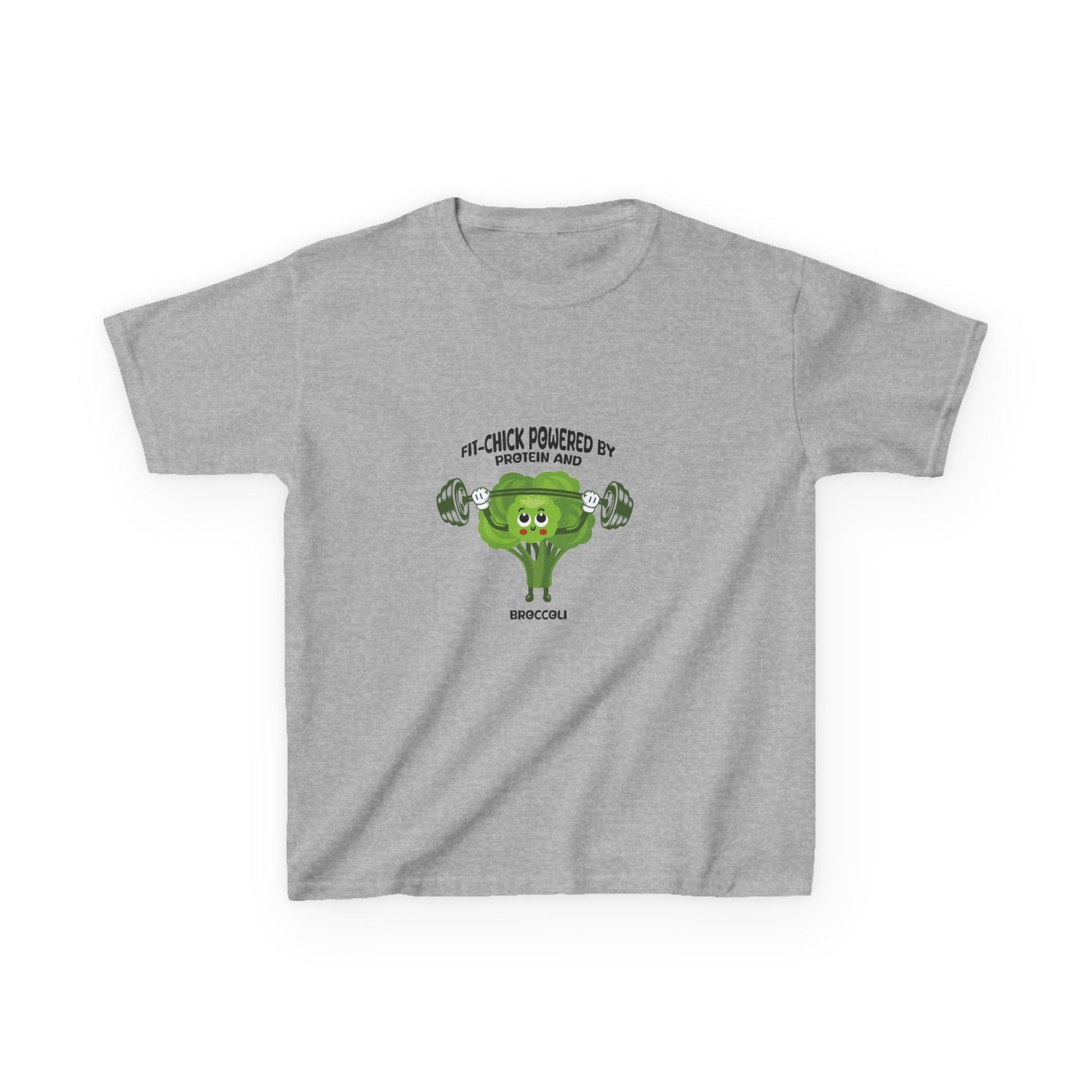FIT CHICK POWERED BY PROTEIN AND BROCCOLI t-shirt Printify