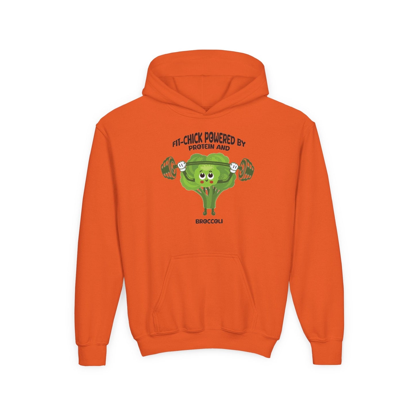 FIT-CHICK POWERED BY PROTEIN AND BROCCOLI Hoodies Printify