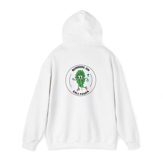 Running On Kale Power Hoodie | Vegetables, Greens, Kale Power, Food, Nutrition, Healthy, Exercise, Fun Graphics, Hoodie, Cotton