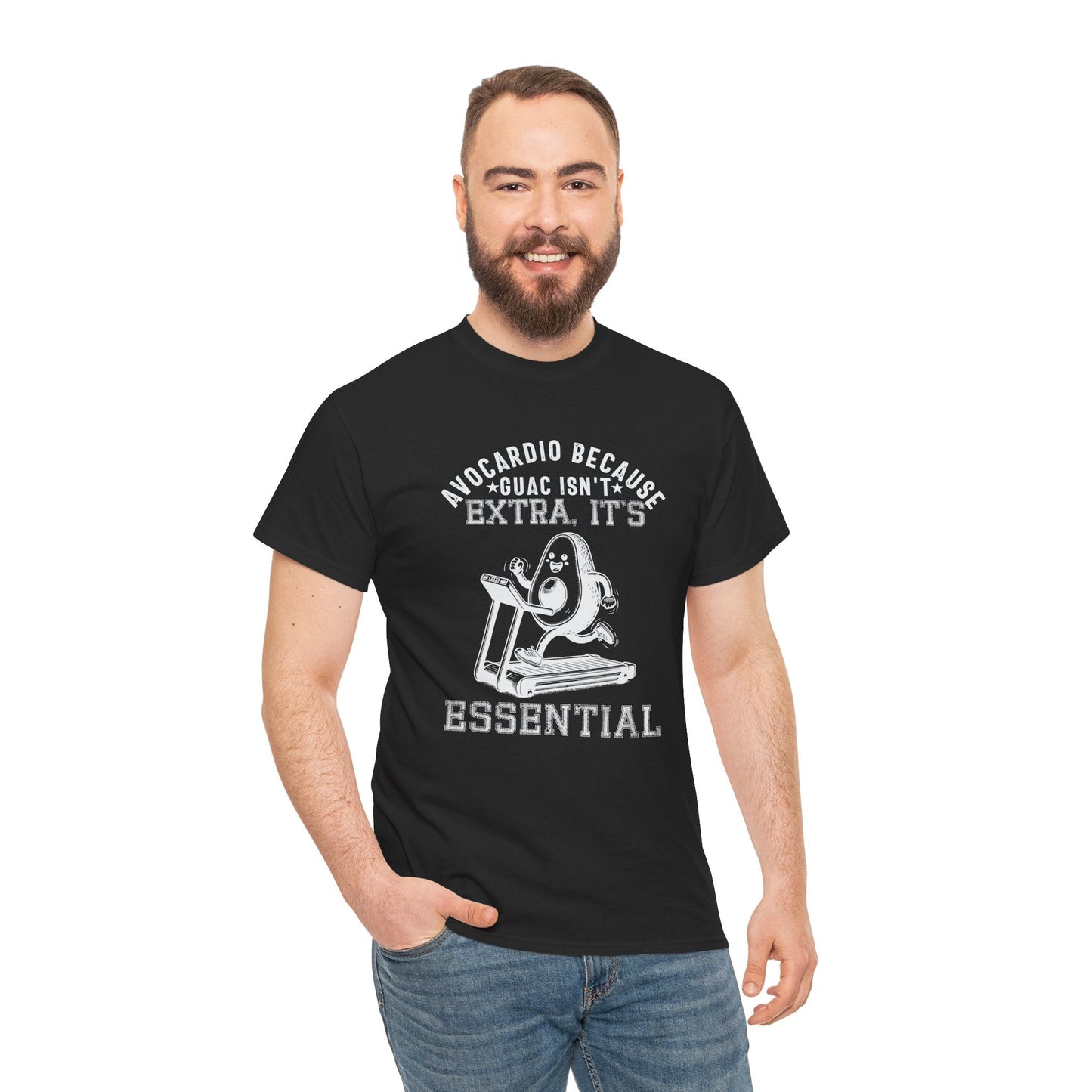 AVOCARDIO BECAUSE GUAC ISN'T EXTRA. IT'S ESSENTIAL t-shirt Printify