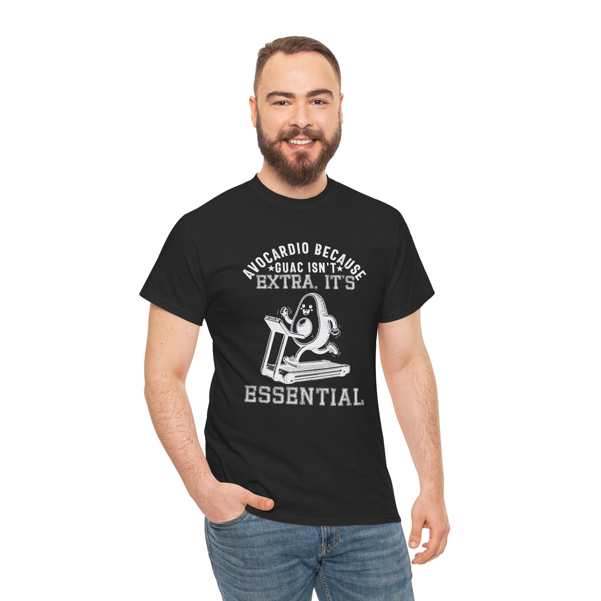 AVOCARDIO BECAUSE GUAC ISN'T EXTRA. IT'S ESSENTIAL t-shirt Printify