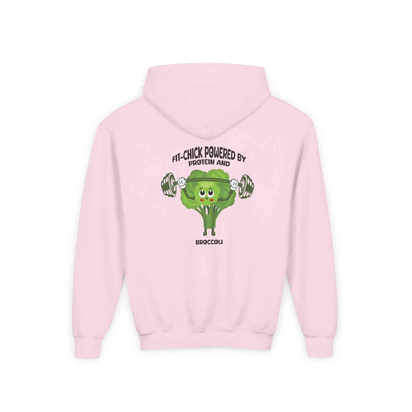 FIT-CHICK POWERED BY PROTEIN AND BROCCOLI Hoodies Printify