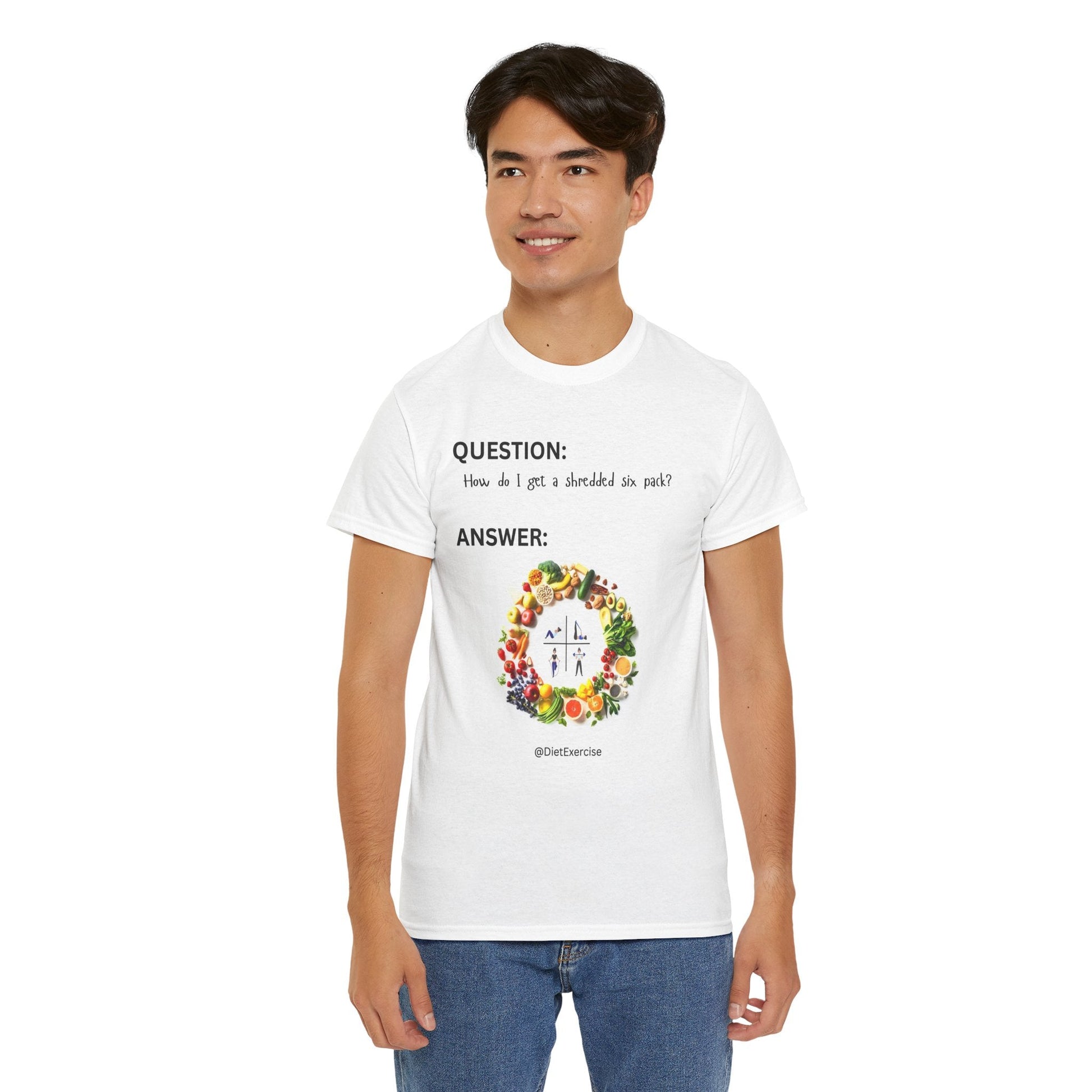 How Do I Get A Shredded Six Pack? T-Shirt | Diet & Exercise Printify