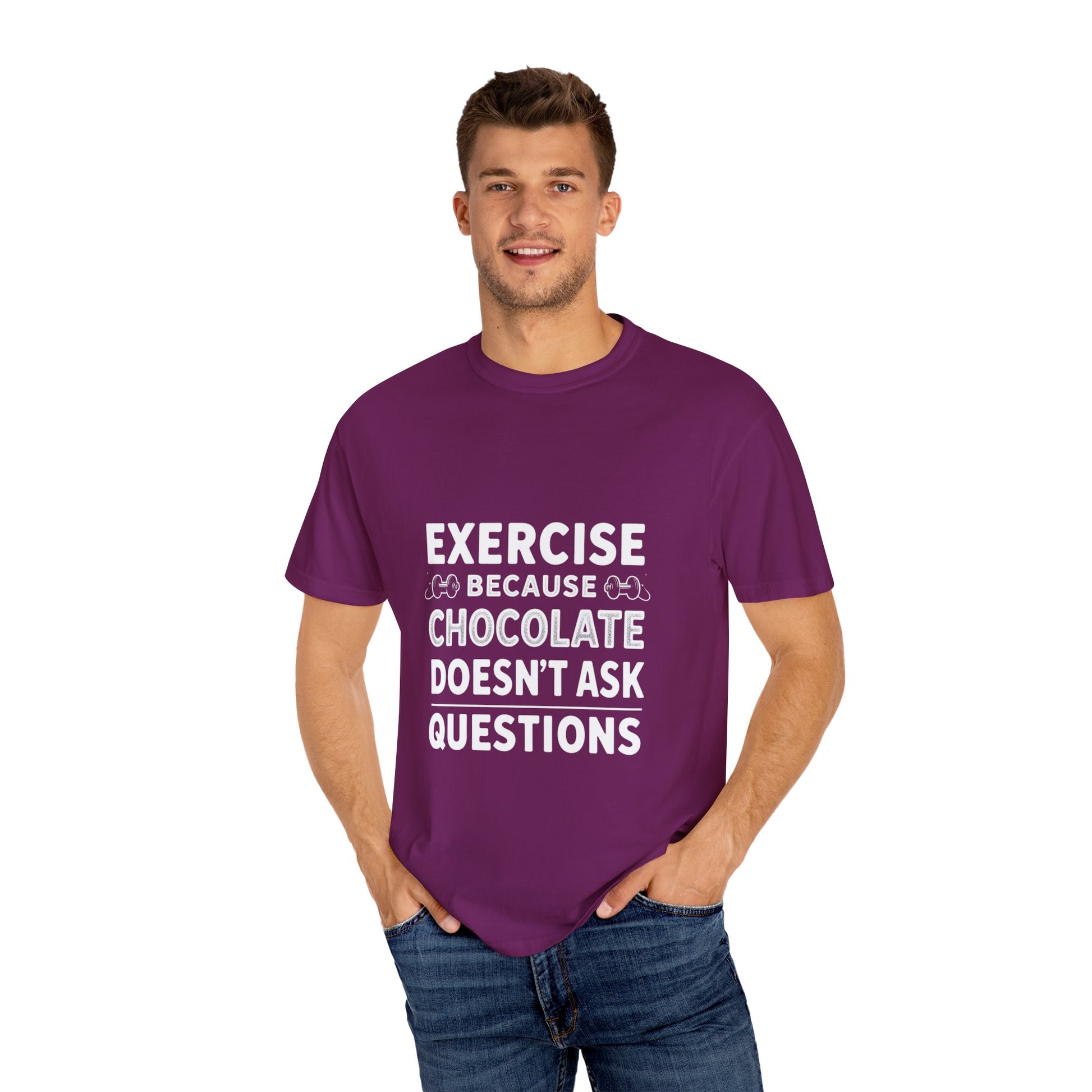 Chocolate Lover's Unisex T-shirt, Comfy Everyday Tee, Gift for Foodies, Cute Chocolate Shirt, Sweet Treat Apparel, Casual Wear - Diet and Exercise
