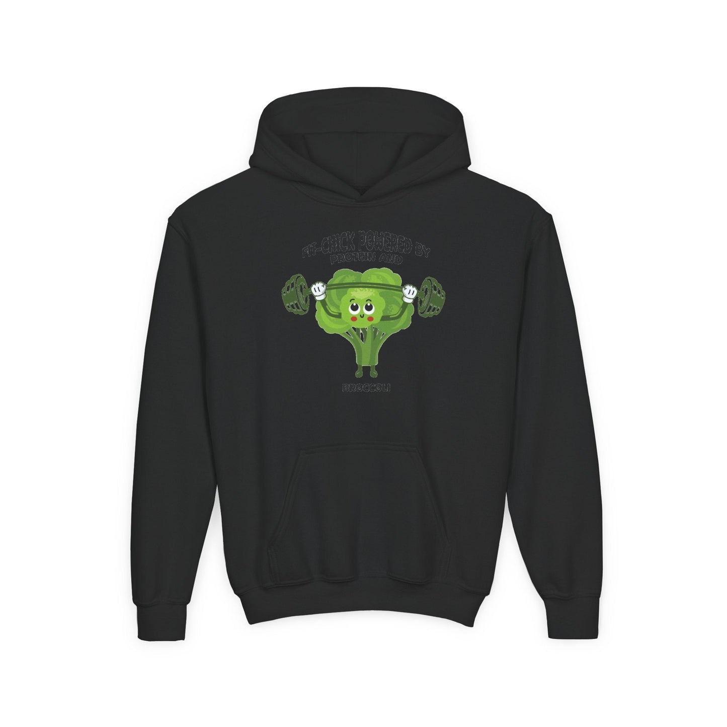 FIT-CHICK POWERED BY PROTEIN AND BROCCOLI Hoodie Printify