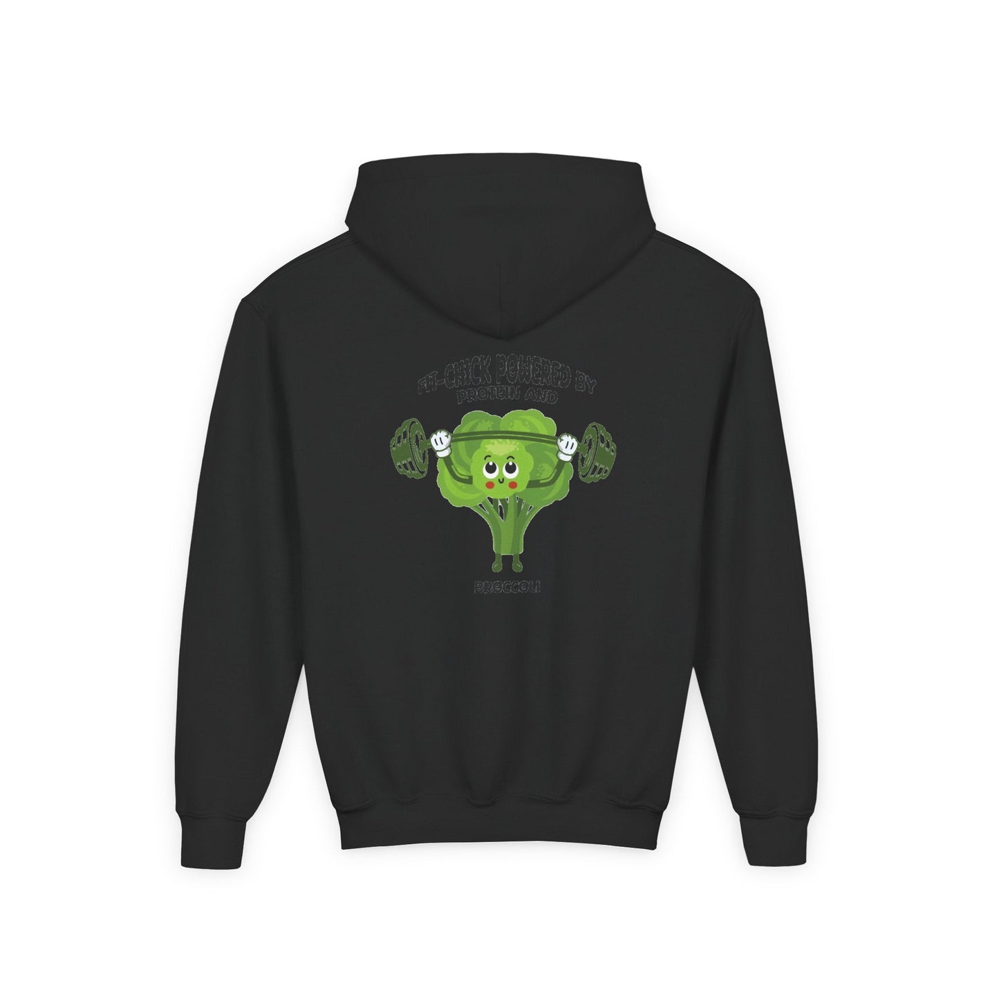 FIT-CHICK POWERED BY PROTEIN AND BROCCOLI Hoodies Printify