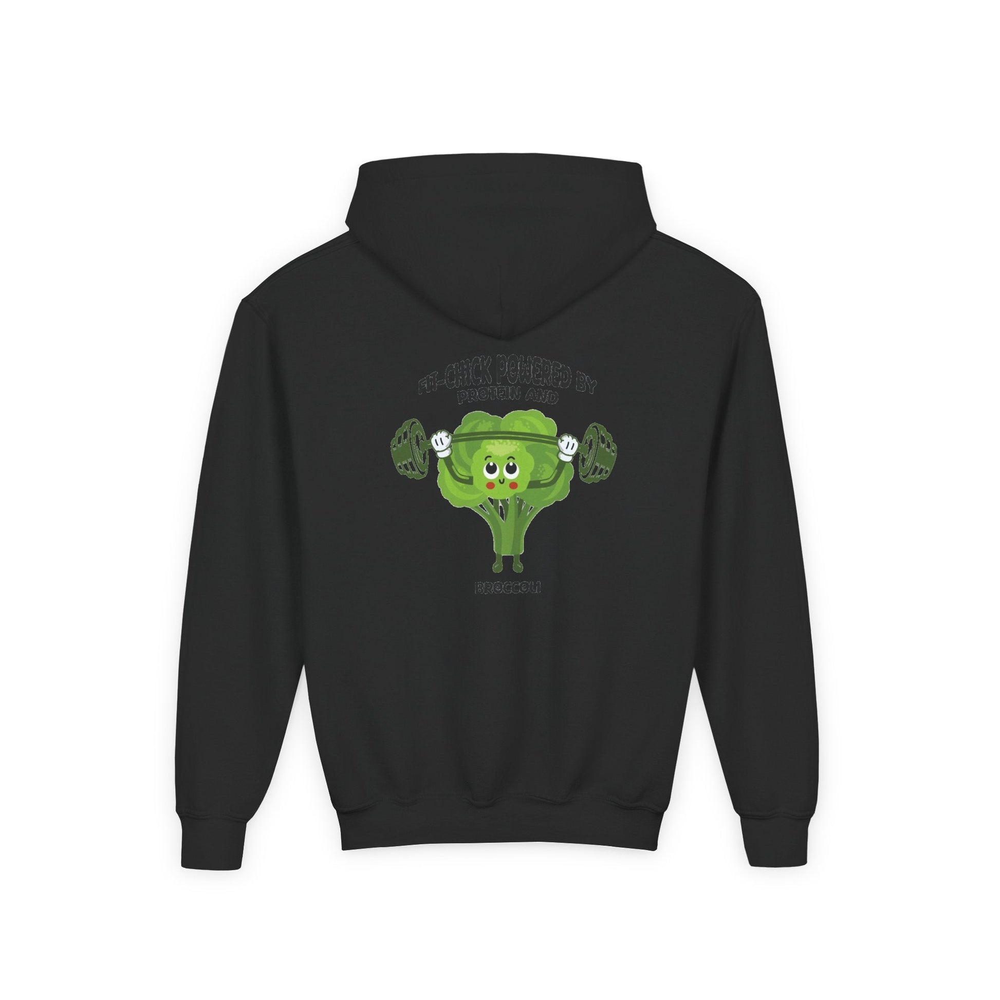 FIT-CHICK POWERED BY PROTEIN AND BROCCOLI Hoodies Printify
