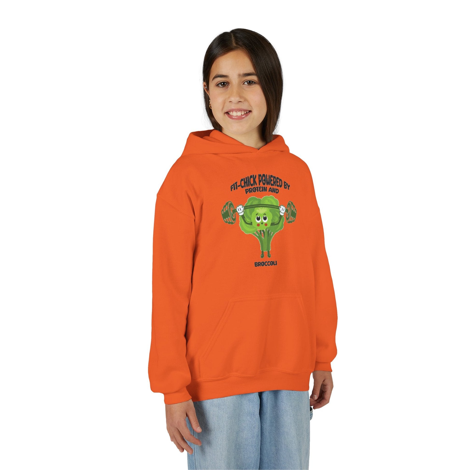 FIT-CHICK POWERED BY PROTEIN AND BROCCOLI Hoodies Printify