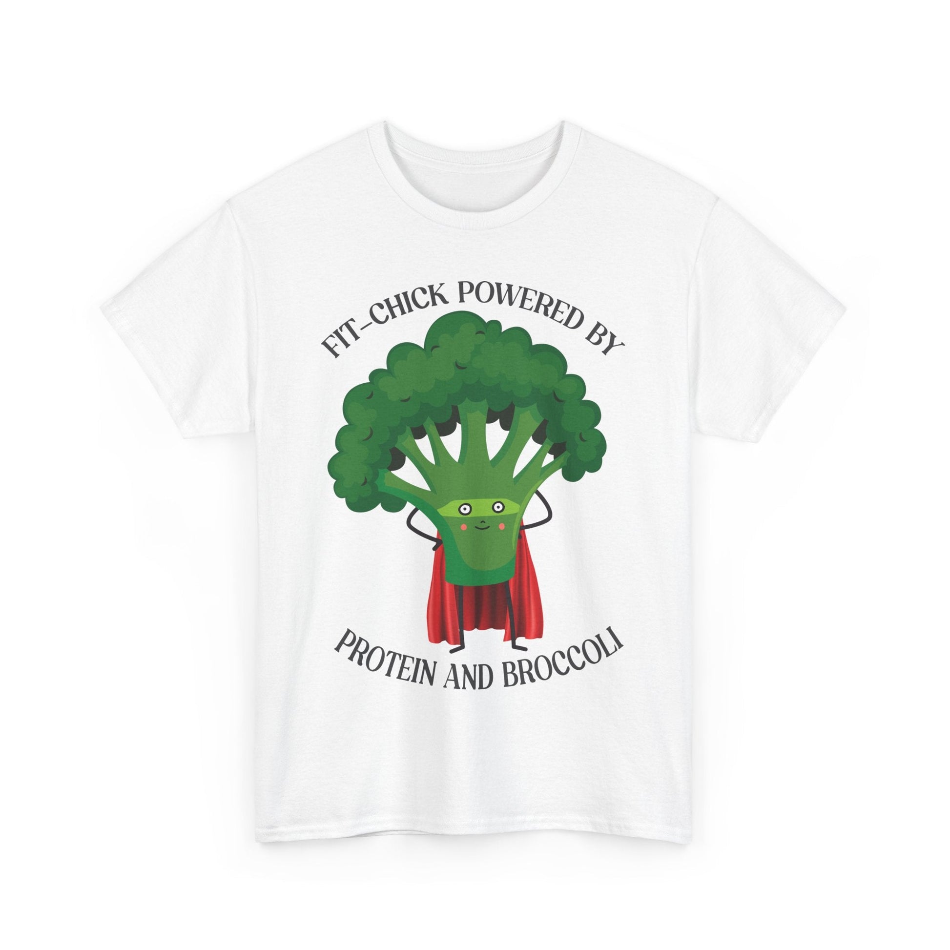 Fit Chick Powered by Protein and Broccoli Tee | Funny Workout Top, Unisex Cotton T-Shirt, Gym Apparel, Fitness Gift, Broccoli Lover Shirt