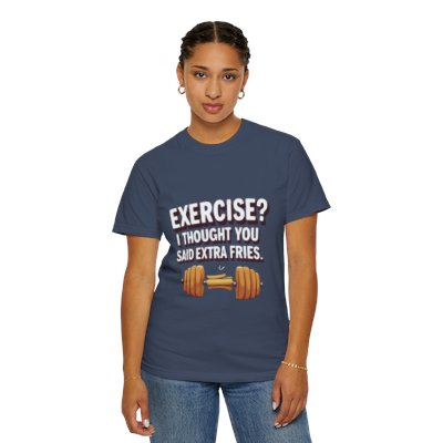 Funny Workout T-Shirt - 'EXERCISE? I THOUGHT YOU SAID EXTRA PIZZA!' - Perfect for Gym Lovers and Fitness Enthusiasts, Cute Gift for [...] Printify