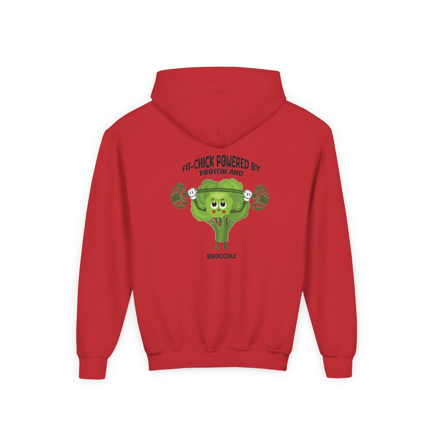 FIT-CHICK POWERED BY PROTEIN AND BROCCOLI Hoodies Printify